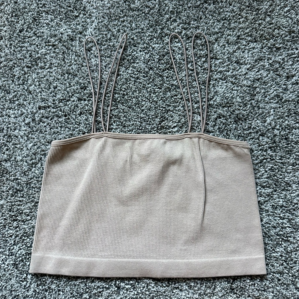 H&M Tan Fitted Crop Camisole Top